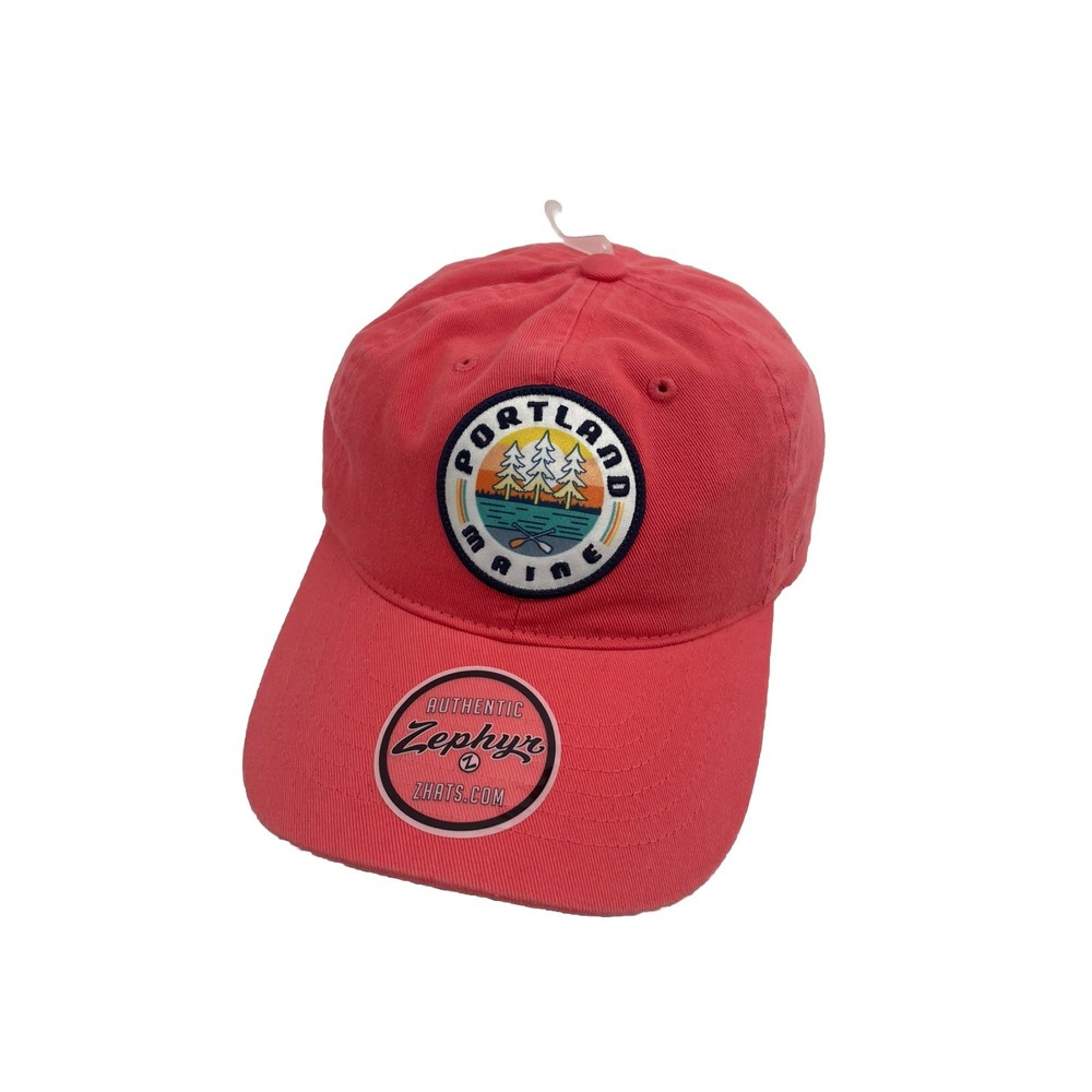 Zephyr Portland Maine Baseball‎ Hat OS Adjustable Strap Coral Rainbow Lakes NEW